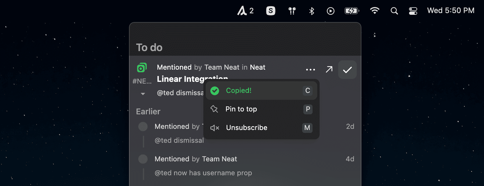 Adding Linear to Neat gives you superpowers to close more issues.