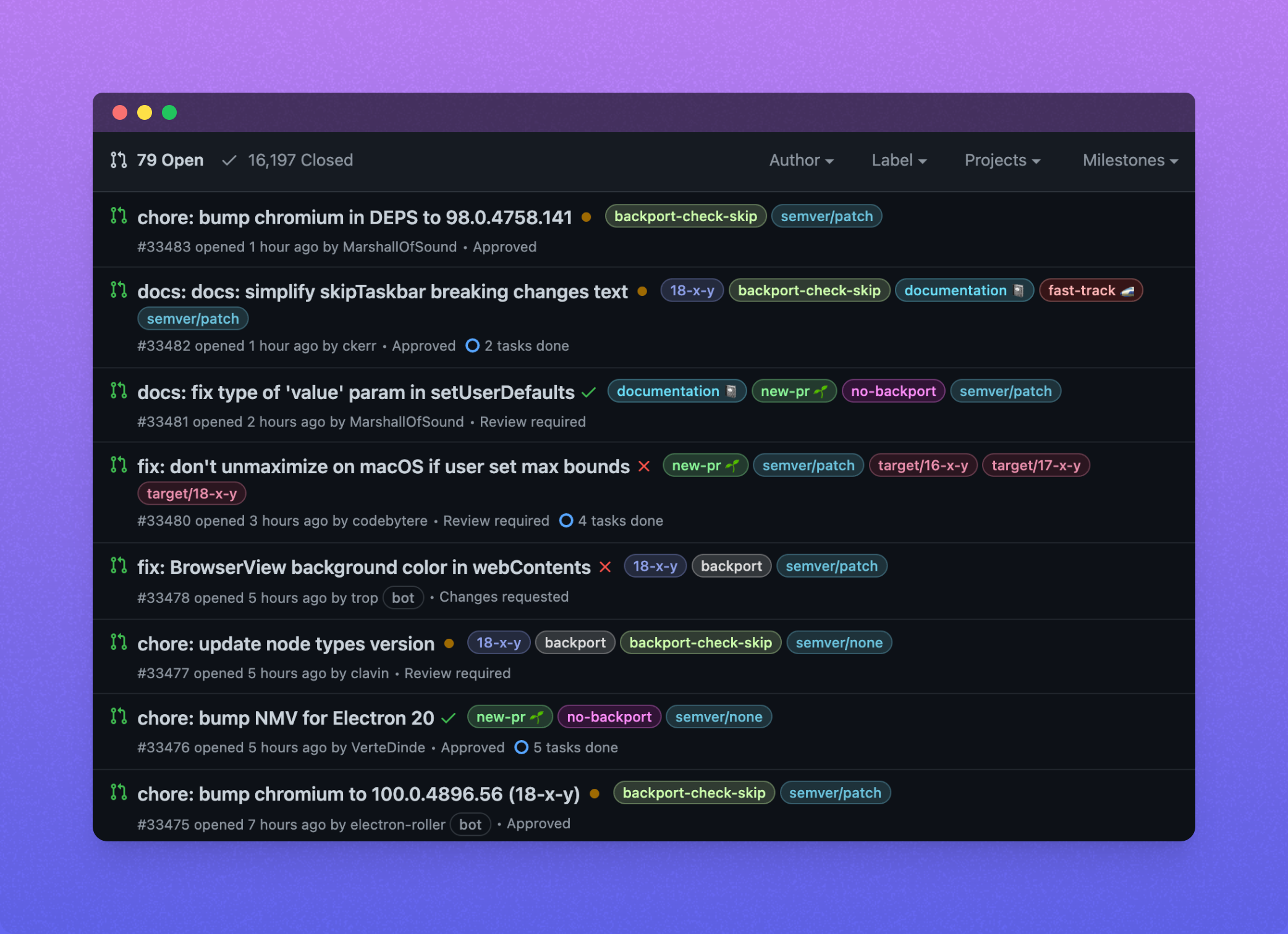 A large, open-source repository like Electron can see thousands of pull requests. Where do you start?